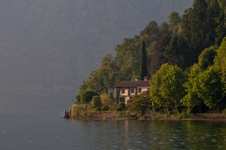 Lake Como - early morning in summer season.の写真素材
