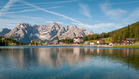 Lake Misurina in summer season, Dolomites, Italy.の写真素材