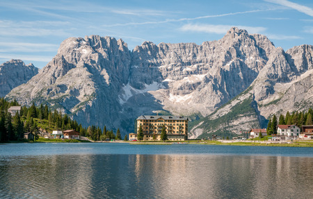 Lake Misurina in summer season, Dolomites, Italy.の写真素材