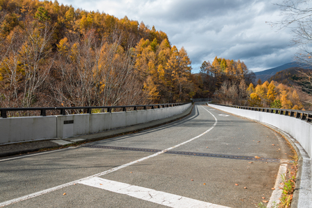 Bandai Azuma skyline road trip in autumn season.の写真素材