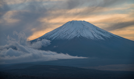 Fuji mountain during sunset at Yamanakako viewpoint.の写真素材