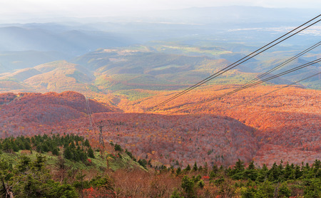 Hakkoda mountain and ropeway in beautiful autumn season, Aomori, Japan.の写真素材