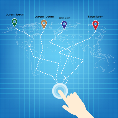 Global technology communications internet network on smart phone. Various connections implying a world map, Vector illustration.のイラスト素材