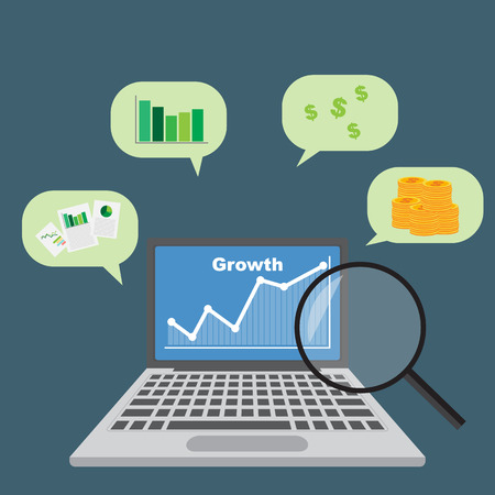 Flat design concept for smart investment, finance, banking, market data analytics, strategic management, financial planning. Business diagram graph chart. Investment growth. Property investment concept. Vector illustration.のイラスト素材