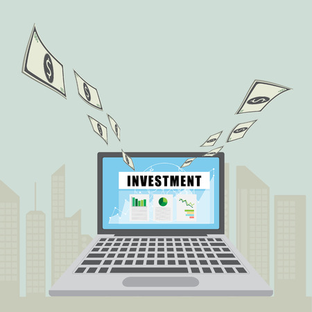 Flat design concept for smart investment, finance, banking, market data analytics, strategic management, financial planning. Business diagram graph chart. Investment growth. Property investment concept. Vector illustration.のイラスト素材