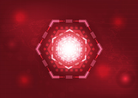 Vector Abstract futuristic circuit board, Illustration high technology red color background. Hi-tech digital technology conceptのイラスト素材