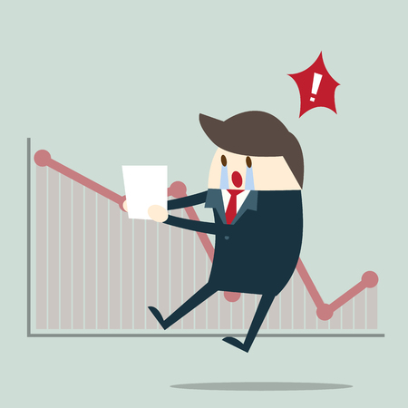 Cartoon businessman with red arrow chart.Business Concept vector Illustration.のイラスト素材