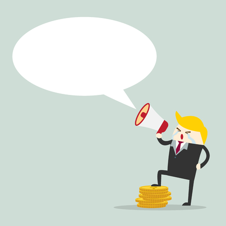 Business man speaking through megaphone. vectorのイラスト素材