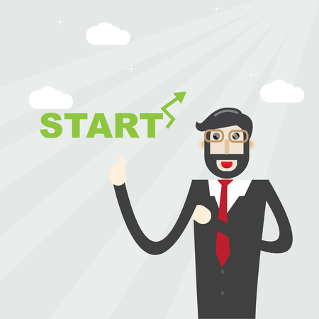 Flat style vector businessman growth and start up concept.のイラスト素材