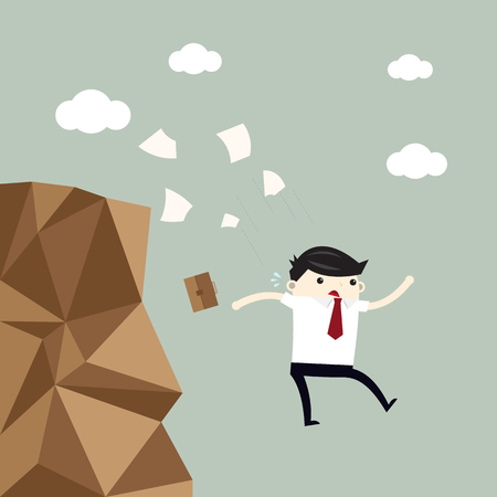 Businessman jump off the cliff.のイラスト素材