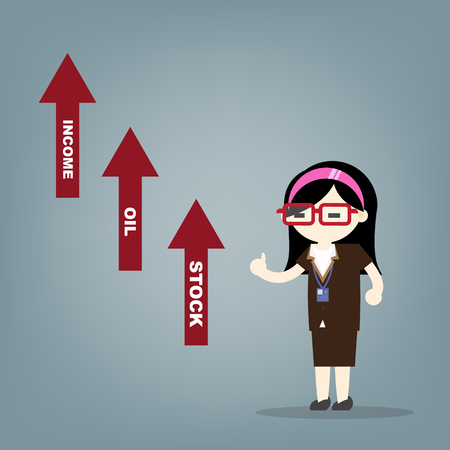 woman in a business suit showing a graph of successful finance or company growthのイラスト素材
