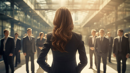business, people and teamwork concept - close up of businesswoman in office corridorの素材