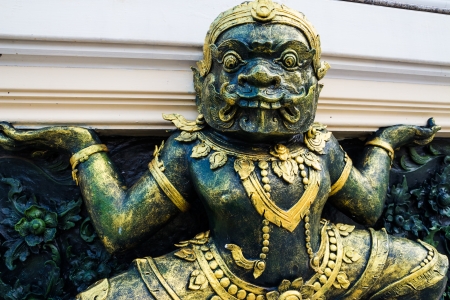 Giant statue traditional thai art in temple Thailandの写真素材