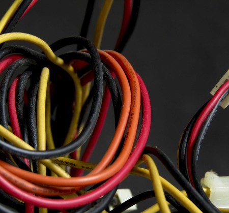 Electricity is a device that sends electrical energy from one place to another by electricity. It conducts electric power through wires to electrical appliances.の写真素材