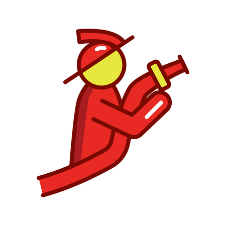 firefighter concept vector thin line icon,fire, symbol, sign, illustration on isolated backgroundのイラスト素材