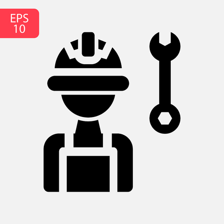 Service tools flat vector icon. Cogwheel with wrench symbol logo illustration. Business conceptのイラスト素材