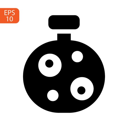 Chemistry icon or logo - vector science technology symbol made of lab glass test tube and formulaのイラスト素材