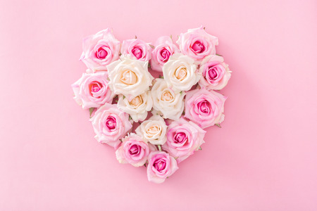 Valentine Day with Roses in a heart shape.の写真素材