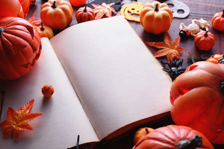 Happy Halloween decoration concept and book with copy space.の写真素材
