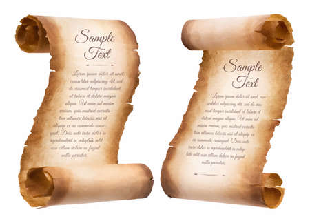 old parchment paper scroll sheet vintage aged or texture isolated on white background.のイラスト素材
