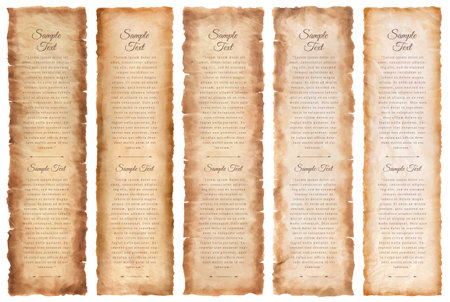 collection set old parchment paper sheet vintage aged or texture isolated on white background.のイラスト素材