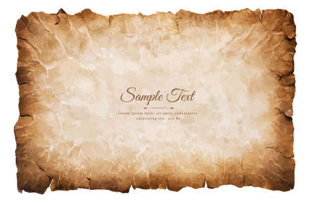 old parchment paper sheet vintage aged or texture isolated on white background.のイラスト素材