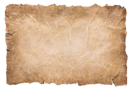 old parchment paper sheet vintage aged or texture isolated on white background.の写真素材