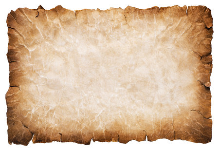 old parchment paper sheet vintage aged or texture isolated on white background.の写真素材