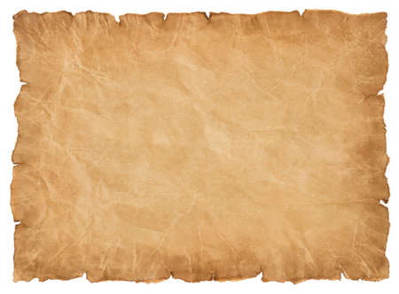 old parchment paper sheet vintage aged or texture isolated on white background.の写真素材