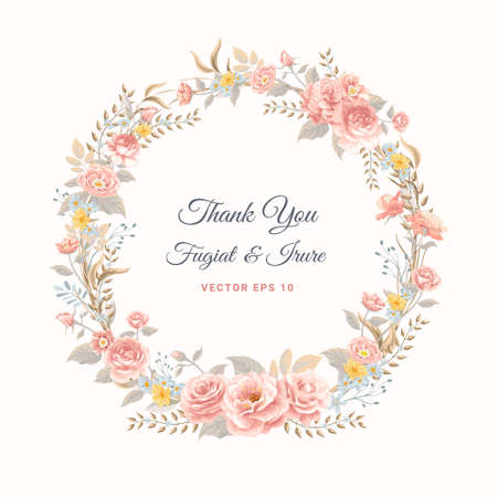 Beautiful Rose Flower and botanical leaf digital painted illustration for love wedding valentines day or arrangement invitation design greeting card.のイラスト素材