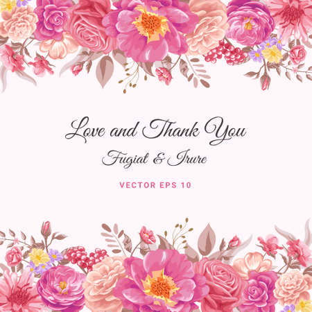 Beautiful Rose Flower and botanical leaf digital painted illustration for love wedding valentines day or arrangement invitation design greeting card.のイラスト素材