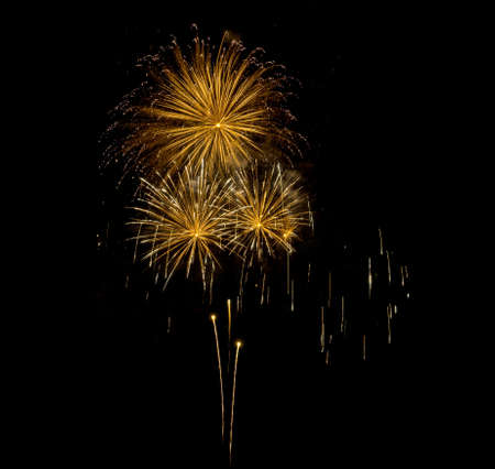 Amazing Beautiful firework on black background for celebration anniversary merry christmas eve and happy new year.の写真素材