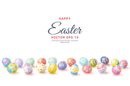 Happy Easter Day colorful egg isolated on white background.のイラスト素材