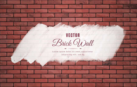 White brush stroke on brown block brick wall pattern texture background.のイラスト素材