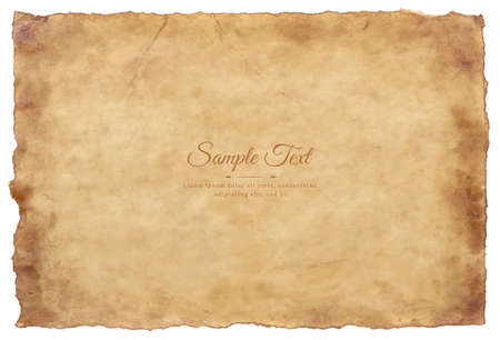 Vector old parchment paper sheet vintage aged or texture isolated on white background.のイラスト素材