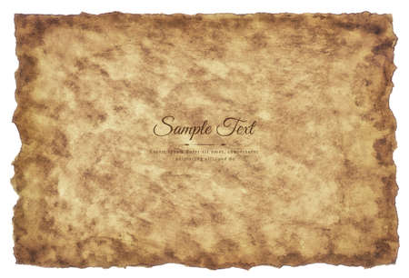 Vector old parchment paper sheet vintage aged or texture isolated on white background.のイラスト素材