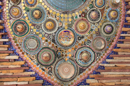 Wall Background Decorated with Thai Porcelainのeditorial素材