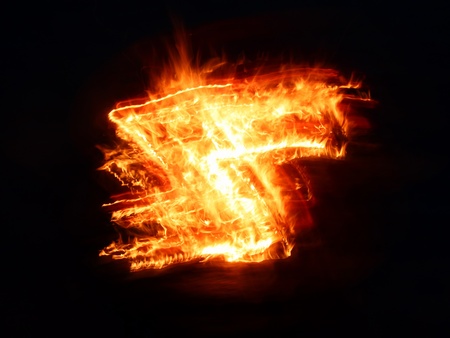 Streaks of flame light up the night