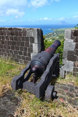 Cannon at Brimstone Hill Fortress National Park in Saint Kittsのeditorial素材