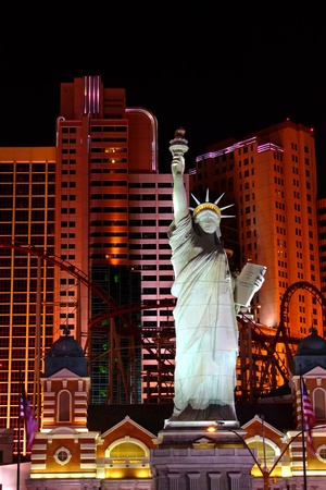 Las Vegas, USA - October 29, 2011: The New York New York Hotel and Casino in Las Vegas on Tropicana Avenue and Las Vegas Boulevard features a replica of the Statue of Liberty.  The architecture of the resort and casino is made to look like the skyline of のeditorial素材