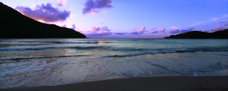 Panoramic sunset view at Brewers Bay on Tortola of the British Virgin Islandsの写真素材