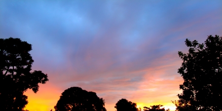 Beautiful Caribbean sunset on the west coast of Puerto Ricoの写真素材