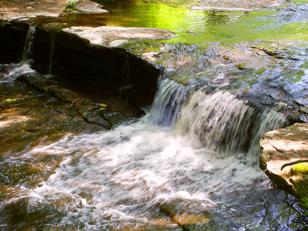 Skillet Creek Cascades on a beautiful spring day in Wisconsinの写真素材