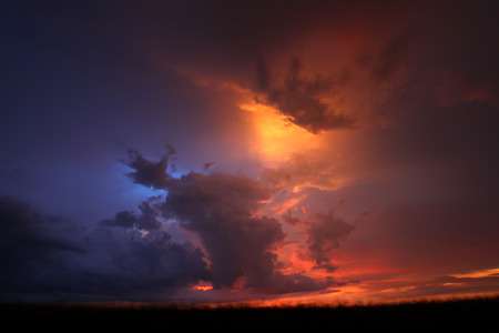 Summer thunderstorms create beautiful sunset scenery in the Midwestern United Statesの写真素材