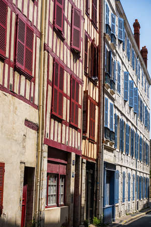 Bayonne. Historical city  in France with buildings in the Nive River.