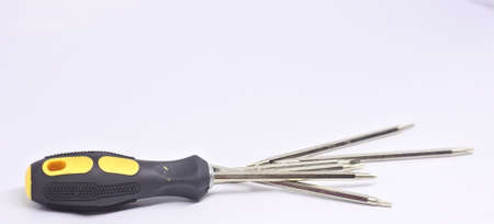 A closeup shot of hand tools isolated on white background