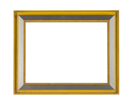 A golden and silver frame for painting or picture isolated on a white backgroundの写真素材