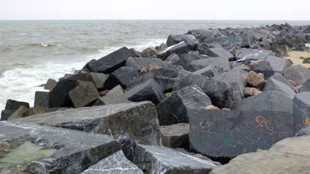 A beautiful seascape with the huge big stones on the foreground