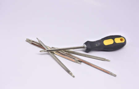A closeup shot of hand tools isolated on white background