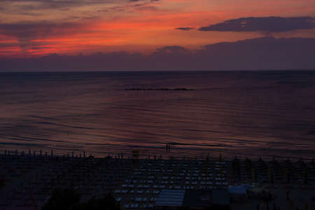 A high angle shot of Florence sunset in Rimini beach Italy